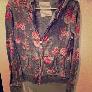 Grey and red rose zip up!